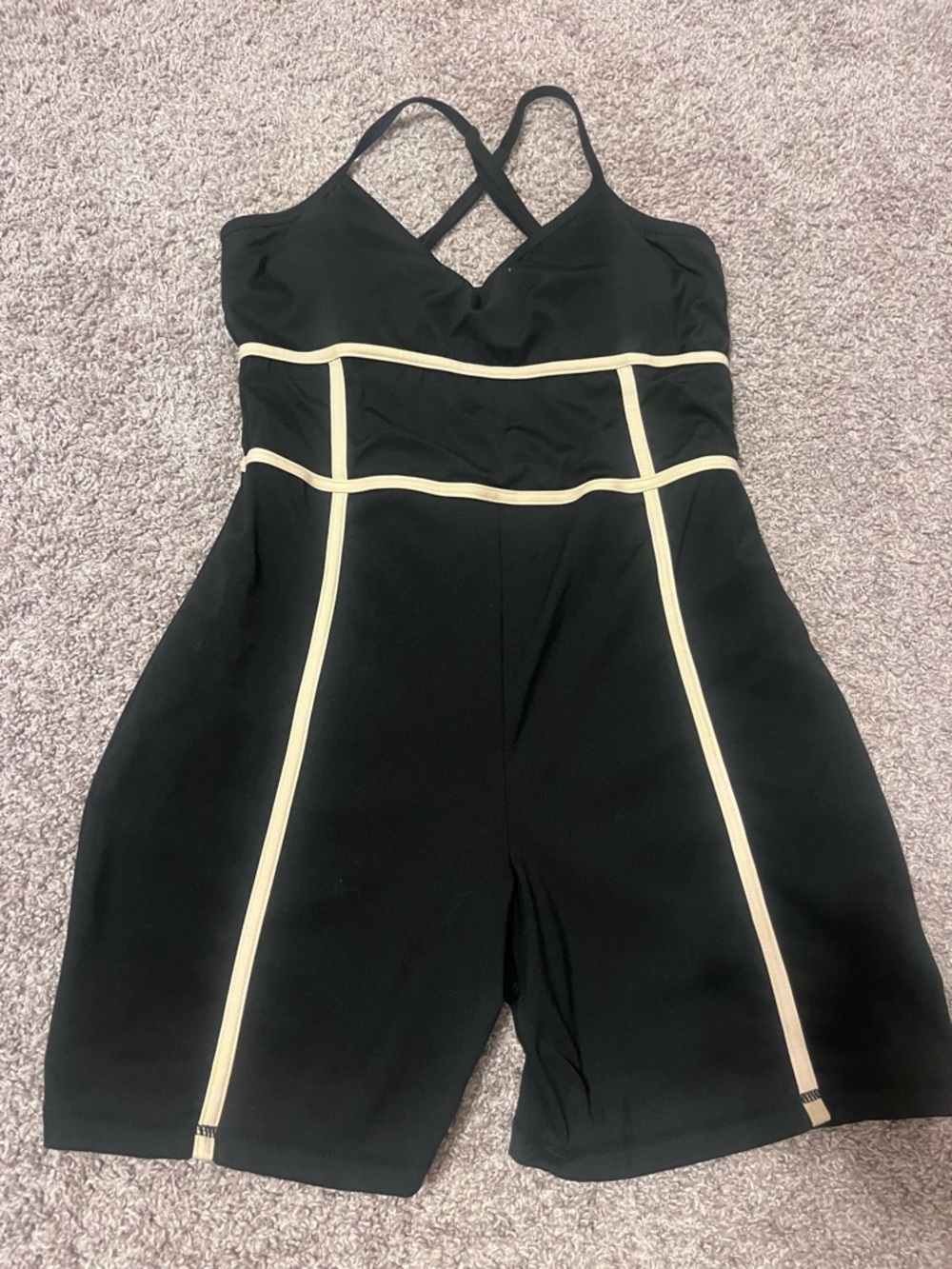 Black Jumpsuit with Cream Piping - Women's
